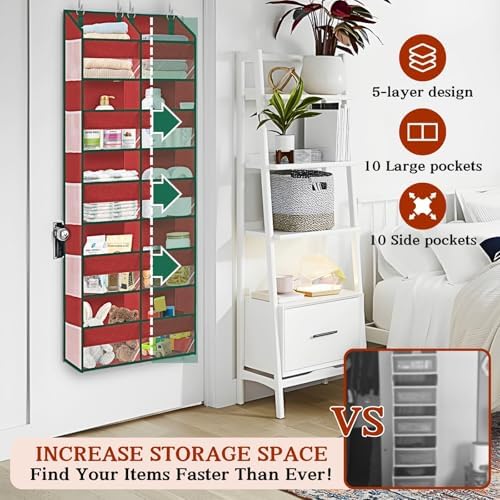 Over The Door Organizer 5 Tiers Extra Large Behind Door Storage of 10 - Image 2
