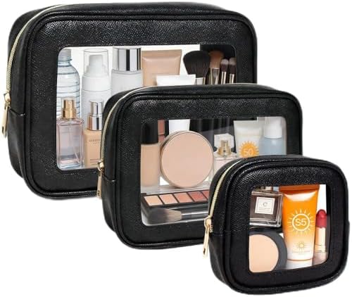 3Pcs Clear Makeup Bag Set for Women, Waterproof Travel Clear Makeup Bag Small by FFpaw
