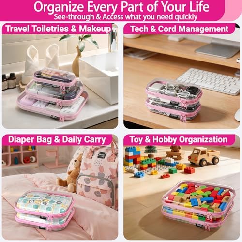 YQBRAO Clear Hard Shell Zipper Cases, 6 Travel Organizers, 2M 4S - Image 3