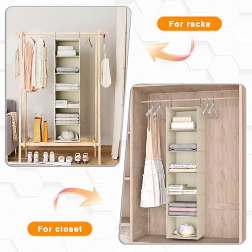 Hanging Closet Organizer 6-Shelf, Oxford Fabric Wardrobe Storage - Image 5