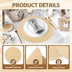 50 Pieces Kraft Paper Place Mats Brown Round Disposable Table Mats Decorative - Image 4