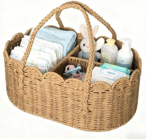 Diaper Caddy Organizer, Paper Rope Storage Baskets Nursery Bin by Unknown