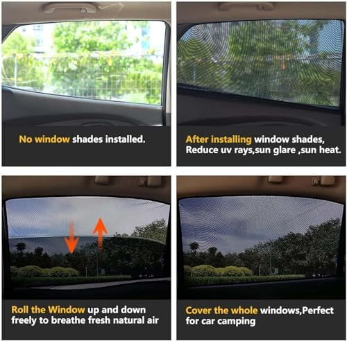 Car Front Side Window Shades, 2 Pack Breathable Mesh Car Window Screens Sun - Image 2