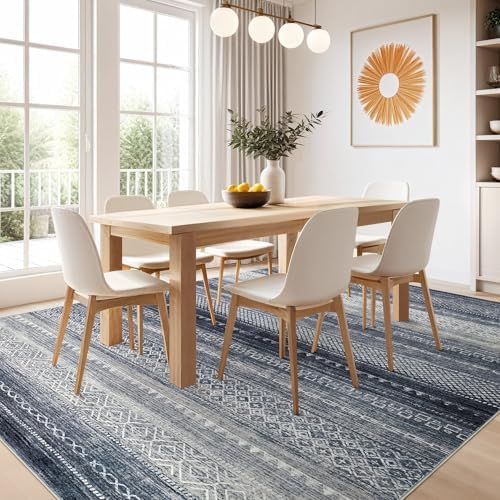 Nakagishi Boho 10x14 Area Rug Living Room Rugs Machine Washable Blue - Image 7