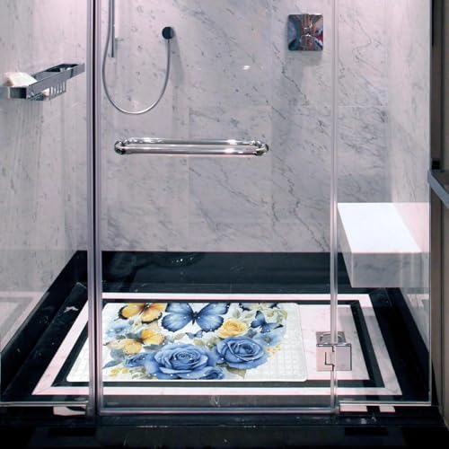 Shower Mat Non Slip 26.8 x 15.1 Inches, Butterflies Rose Bathtub Mat Shower - Image 6