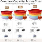 90L Large Blanket Basket, Rope Woven Laundry Basket-Rainbow - Image 2