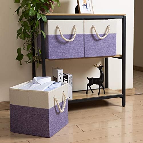 PRANDOM Large Foldable Cube Storage Bins 13x13 inch Fabric Linen Storage - Image 2