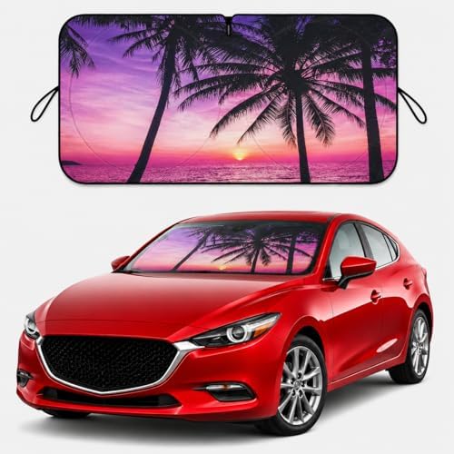 Car Windshield Sun Shade, Universal Fit Compact Sedan SUV, Vacation Style by eygeufg