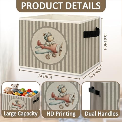 Bear Airplane Nursery Foldable Storage Bins Box - Image 6