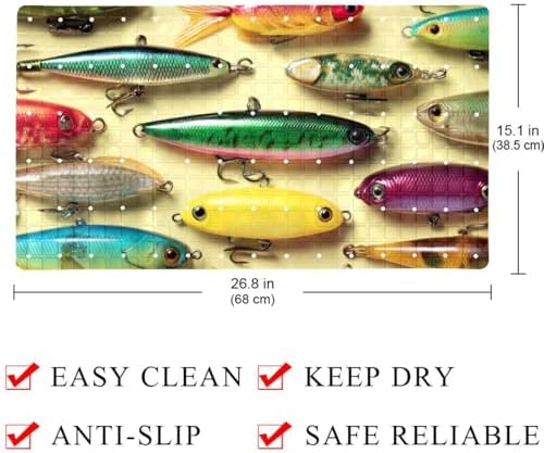 Bathtub Mat Non Slip 26.8x15.1 Inch, Fishing Baits Shower Mat - Image 4