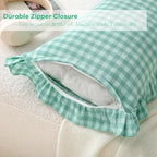 2 Pack Spa Blue Gingham Lumbar Throw Pillow Shams 12''x20'' - Image 5