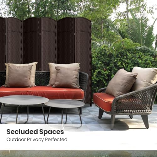 8 Panel Folding Room Divider, Woven Privacy Screen - Image 5