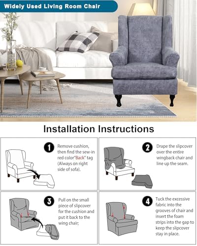CRFATOP Wingback Chair Covers Stretch Armchair Slipcovers - Image 6
