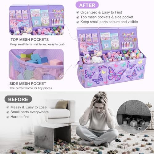 Toy Box with Adjustable Divider Large Toy Chest Storage - Image 3
