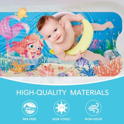SHUCHING Mermaid Bath Mat for Tub Non Slip-40x16 Inch - Image 4