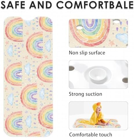 Bathtub Shower Mat 40X16 Inch, for Toddler, Rainbow Boho - Image 6