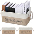 2 Pcs to Be Read Book Basket Set, Linen Fabric Book Storage Basket by HOFURME