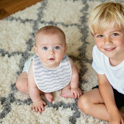 Muslin Bibs for Baby Boy, Adjustable Fit for Drooling and Teething Toddler - Image 3