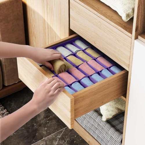 joyoldelf Sock Drawer Organizer Divider 4 Packs Underwear Organizer, 24 Cell - Image 4