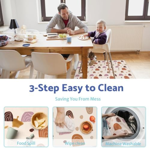 Blissful Diary Baby Splat Mat for Under High Chair, 50.4 x 50.4 Inch Wipeable - Image 6