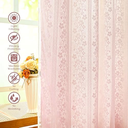 ASPMIZ Linen Pink Kitchen Tier Curtains 36 Inch Length, Double Layered Kitchen - Image 4
