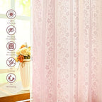 ASPMIZ Linen Pink Kitchen Tier Curtains 36 Inch Length, Double Layered Kitchen - Image 4