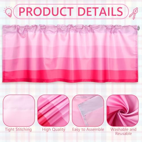 Mindsoft 4 Pcs Gradient Pink Stripe Classroom Curtains 54" X 18" - Image 4