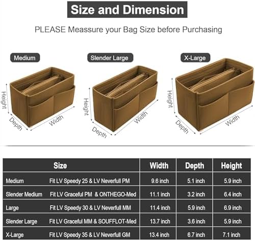 OMYSTYLE Purse Organizer Insert, Felt Tote Bag Organizer Insert - Image 2