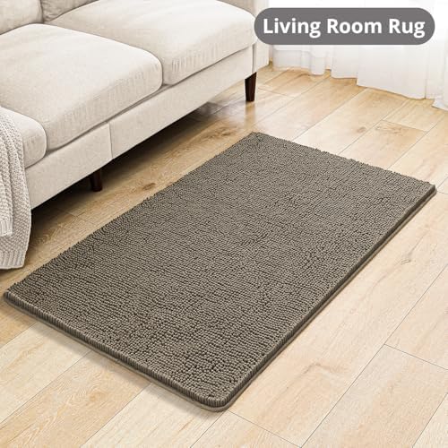 Chenille Bathroom Rug 30"x50" Taupe, Large Plush Bath Mat - Image 7
