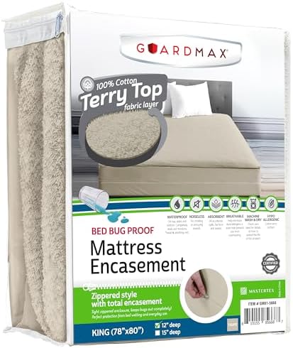 Guardmax King Mattress Encasement Zippered, 100% Waterproof Mattress Protector by Guardmax