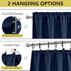 Navy Blue Valances for Windows, Light Filtering Faux Linen Textured Small Short - Image 4