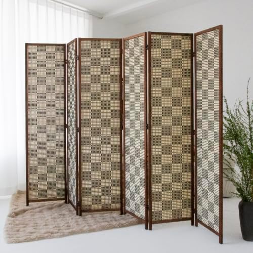 6 Panel Bamboo Room Divider, 5.6 ft Tall Double-Sided Folding Privacy Screen - Image 3