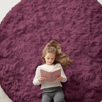 OLANLY Burgundy Round Rugs for Bedroom by OLANLY