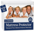 100% Waterproof Queen Size Mattress Protector, Premium Fitted Cotton Terry Cover by SHREEMLINEN