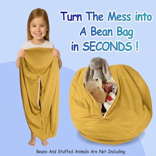 Stuffed Animal Bean Bag Storage Chair Cover Soft Washable Stuffable Removable - Image 3