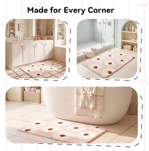 GRANNY SAYS Pink Daisy Bathroom Rug, Cute Bath Mat - Image 4