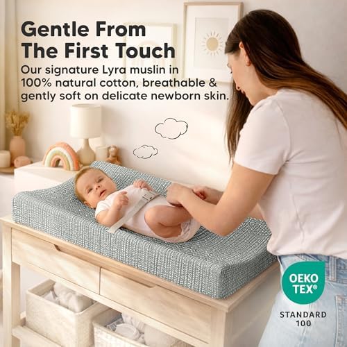 2-Pack Muslin Diaper Changing Pad Covers Boy, Soft Breathable - Image 3