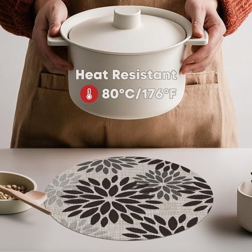 Artoid Mode Black Dahlia Plastic Round Placemats Set of 4, 14 Inch Seasonal - Image 3