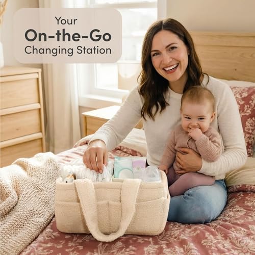 PUTSKA Baby Diaper Caddy Organizer, Nursery Fleece Basket - Image 3