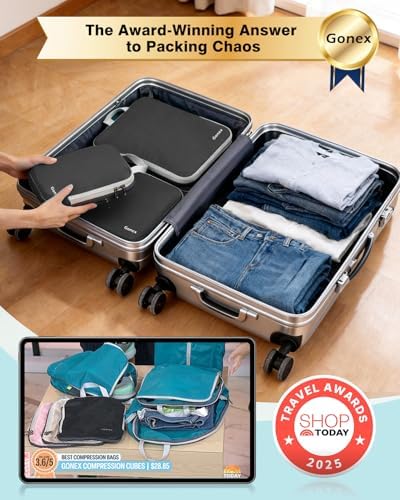 Gonex Compression Packing Cubes, 4-Piece Expandable Travel Organizers - Image 2
