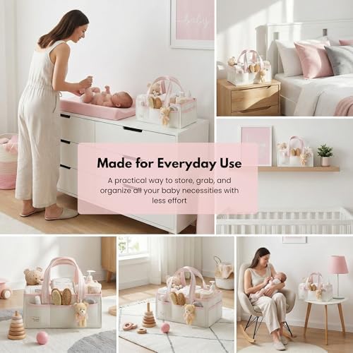 PeraBella Baby Diaper Caddy Organizer, XL Baby Basket Shower Gift Caddy - Image 4