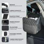 PU Leather Backseat Car Organizer, 2 Mesh Pockets, 9.8×9.8×5.5 in - Image 3