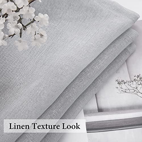 MIULEE Solid Gray Kitchen Sheer Valance Linen Look Window Curtain, Living Room - Image 3