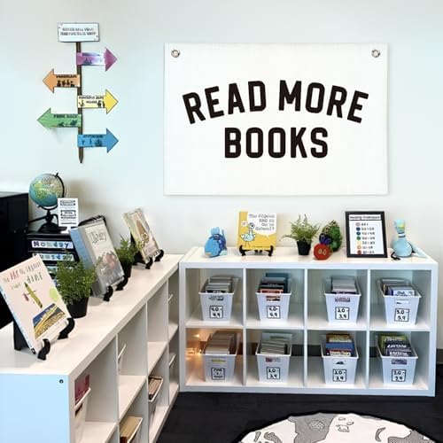 Lacama Classroom Decor Reading Corner Sign Read More Books Banner Flags - Image 5