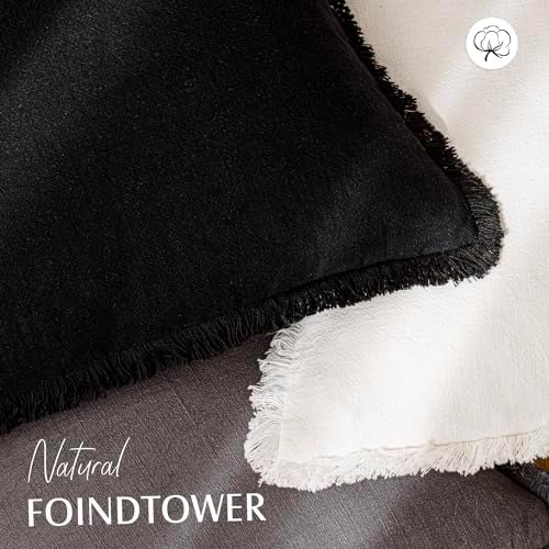 Foindtower Decorative Linen Fringe Throw Pillow Covers 26×26 Inch - Image 4