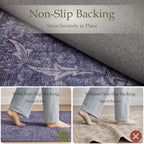 JOLLYVOGUE 3x5 Washable Rug, Vintage Floral Area Rug, Twilight Purple - Image 4