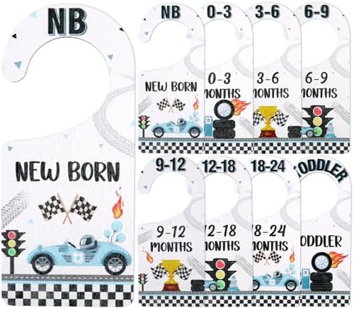 Baby Closet Dividers 8PCS, Racing/Race Car Theme Wooden Double-Sided Clothes by CORNERLACE