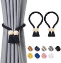 NICEEC 2 Pack Wooden Ball Magnetic Curtain Tiebacks Boho Home Decor Drape Tie by NICEEC