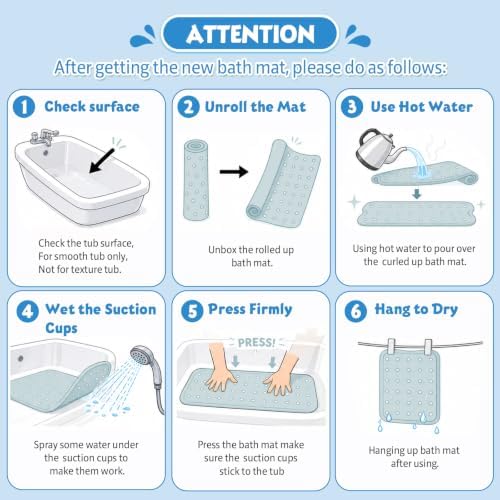XIYUNTE Bath Mat for Tub Non Slip Bathtub Mat Non Slip 40x16 Baby Bath Mat - Image 7