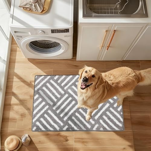 ORTIGIA Striped Gray Bathroom Rugs Non Slip Washable, 20x30 Quick Dry Absorbent - Image 4